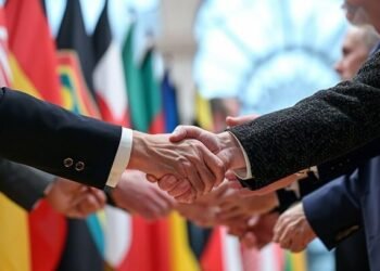 Ilustrasi pertemuan diplomatik antara dua pemimpin negara. Presiden Prabowo dan PM India Modi bertemu di Istana Merdeka, Jakarta, Selasa 7 Juli 2026, dan menghasilkan 15 kesepakatan strategis.