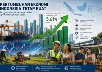 Pertumbuhan Ekonomi Indonesia Tetap Kuat di Tengah Tantangan Ekonomi Global 46 Ilustrasi berbagai sektor yang berkontribusi terhadap pertumbuhan ekonomi Indonesia pada tahun 2026. Sumber: Ilustrasi dibuat menggunakan kecerdasan buatan (AI), berdasarkan data dan informasi dari Badan Pusat Statistik (BPS), Kementerian Keuangan Republik Indonesia, Bank Indonesia, dan berbagai pemberitaan ekonomi tahun 2026.