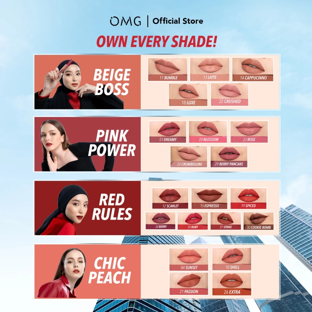 OMG Oh My Glam Mattelast Lip Cream 2.9 g - Lip Cream Matte Dengan Warna Intense, Tahan Lama & Ringan 50 OMG Oh My Glam Mattelast Lip Cream 2.9 g - Lip Cream Matte Dengan Warna Intense, Tahan Lama & Ringan - Image 5