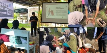 Dokumentasi mahasiswa KKN Universitas Negeri Padang (UNP) saat melaksanakan program peduli lingkungan (Sumber: Dokumentasi Pribadi)