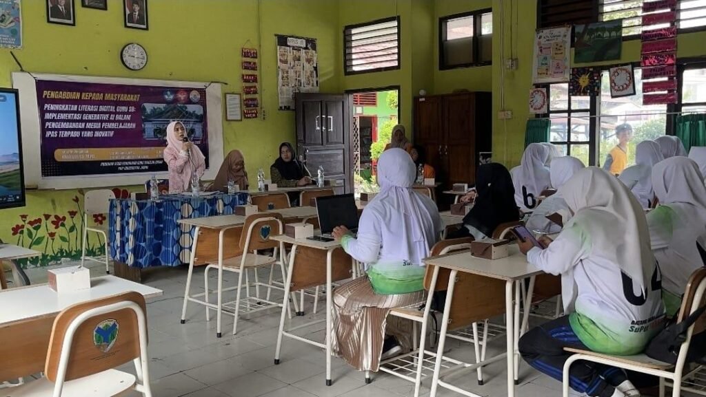 Peningkatan Literasi Digital Guru SD: Implementasi Generative AI dalam Pengembangan Media Pembelajaran IPAS Terpadu yang Inovatif 48 Dokumentasi kegiatan PKM peningkatan literasi digital guru SD (Sumber: Dokumentasi Pribadi)