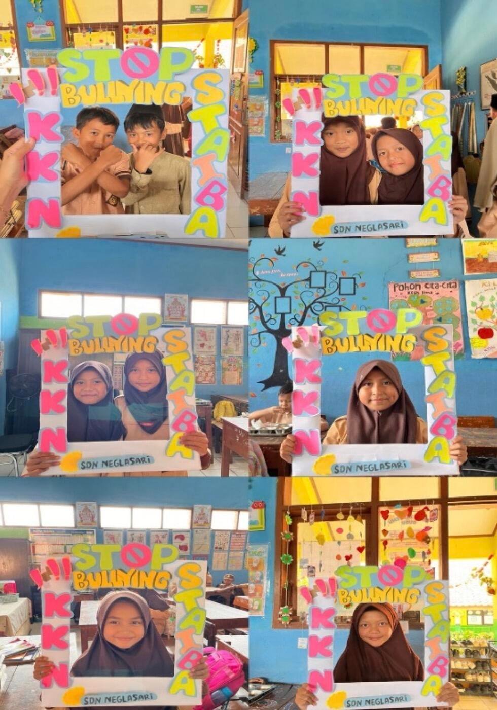Siswa-siswi SDN Neglasari 1 antusias mengikuti sosialisasi anti-bullying bersama mahasiswa KKN Kelompok 2 STAI Baitul Arqom. (Sumber: Dokumentasi Pribadi)