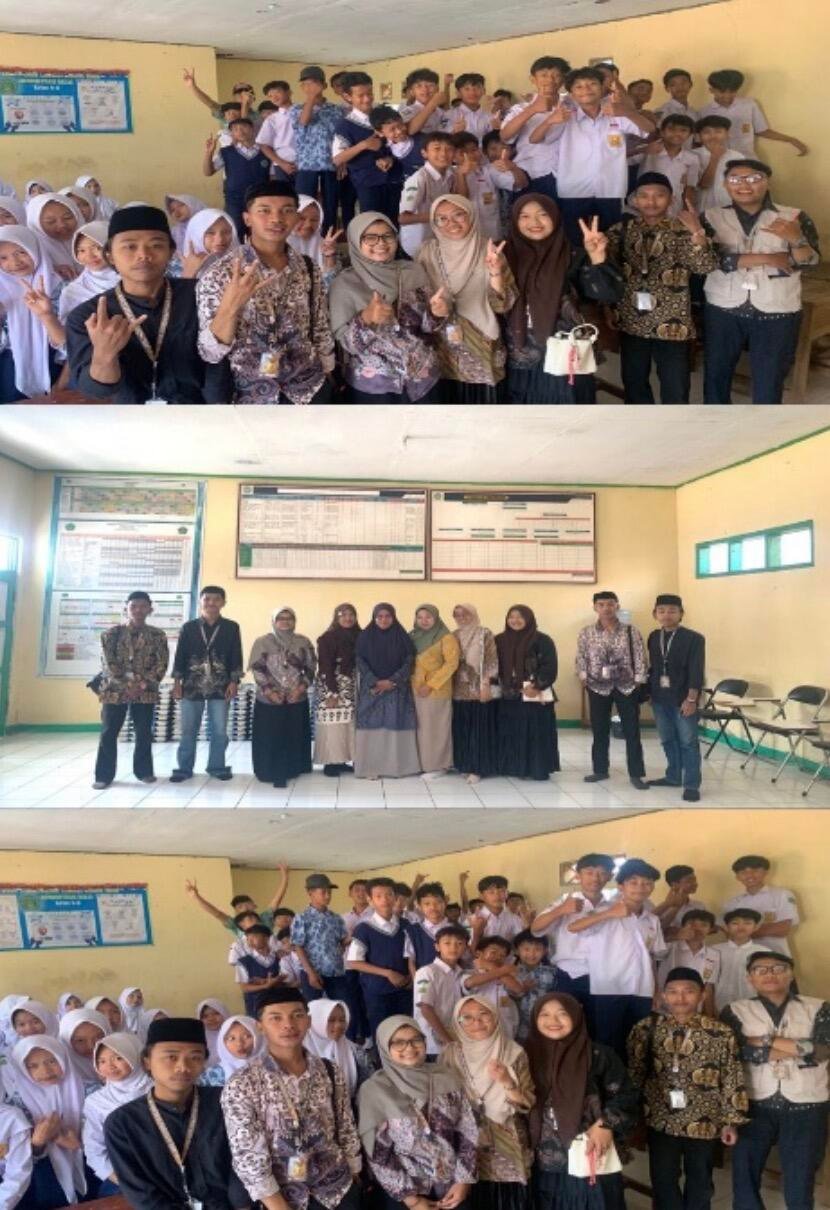 Mahasiswa KKN Kelompok 2 STAI Baitul Arqom bersama siswa-siswi dan guru MTs Sabilus Salam usai sesi motivasi pendidikan lanjut. (Sumber: Dokumentasi Pribadi)