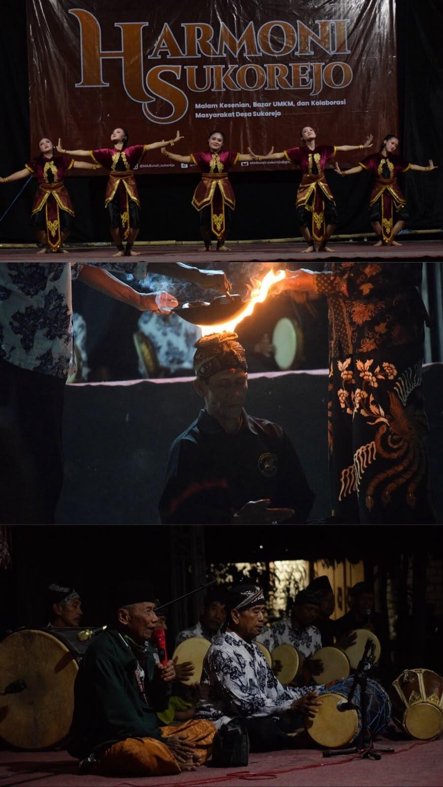 Harmoni Sukorejo: KKN-BBK 8 UNAIR Rayakan Budaya Sekaligus Berdayakan UMKM Desa Sukorejo, Tuban 48 Foto 2. Penampilan tari oleh Sanggar Seni Ngripto Raras, serta Pencak Dor Macan Tunggal & Terbang Bancahan yang turut memeriahkan malam kesenian Harmoni Sukorejo. (Dok. KKN-BBK 8 Sukorejo)