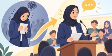 Ilustrasi mahasiswa mempersiapkan diri memasuki dunia kerja dengan meningkatkan kemampuan komunikasi dan berbicara. (Sumber: Generated AI).