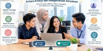 Ilustrasi karyawan bekerja di lingkungan perusahaan dengan dukungan teknologi sebagai bagian dari pengelolaan SDM di era modern. (Sumber: Dokumentasi Pribadi).