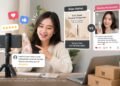Ilustrasi konsumen yang membagikan pengalaman dan ulasan produk melalui media sosial sebagai bentuk promosi di era digital. (Sumber: Generated AI).