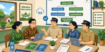 Pengembangan Kapasitas Pemerintahan Desa untuk Meningkatkan Kualitas Administrasi 56 Ilustrasi pengembangan kapasitas aparatur desa dalam meningkatkan kualitas administrasi pemerintahan dan pelayanan kepada masyarakat. (Sumber: Generated AI).