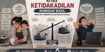 Ketika Ketidakadilan Dianggap Biasa: Analisis Gender dalam Relasi Sosial 56 Ilustrasi ketidakadilan gender dalam kehidupan sehari-hari yang tercermin melalui stereotip, pembagian peran domestik, dan ketimpangan tanggung jawab antara laki-laki dan perempuan. (Sumber: Ilustrasi AI).