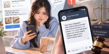 Bintang Satu Berujung Tuntutan? Ketika Ulasan Konsumen Berhadapan dengan Hukum 58 Ilustrasi ulasan konsumen di platform digital yang menggambarkan hak pembeli untuk menyampaikan pengalaman sekaligus pentingnya menjaga etika dalam memberikan kritik kepada pelaku usaha. (Sumber: Generated AI)
