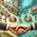 Ilustrasi persaingan bisnis di era ekonomi digital yang memanfaatkan teknologi, analisis data, dan kecerdasan buatan untuk menyusun strategi serta meningkatkan daya saing perusahaan. (Sumber: Generated AI).